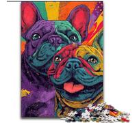 Puzzles pour Adolescents 1000 pièces Bouledogue français coloré, Cadeau éducatif idéal pour Toute la Famille (Taille 26x38cm)