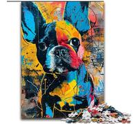 Puzzles pour Adolescents 1000 pièces Bouledogue français Graffiti, Jeu Stimulant et Jeu Familial avec des pièces entièrement emboîtables de Formes aléatoires (Taille 50x75cm)
