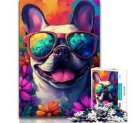 Puzzles pour Adolescents 1000 pièces, Bouledogue français Heureux, éducatif et idéal comme Cadeau pour Toute la Famille (38x26cm)