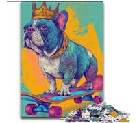 Puzzles pour Adolescents 1000 pièces Bouledogue français Skateboard, Jeux éducatifs pour la décoration de la Maison, idéal comme Cadeau pour Toute la Famille (Taille 50x75cm)