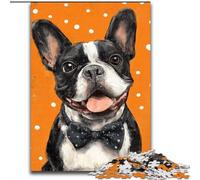 Puzzles pour Adolescents 1000 pièces Bouledogue Portant Un nœud Papillon, Jeu intellectuel pour renforcer l'amour Entre Couples à partir de 14 Ans (Taille 26x38cm)