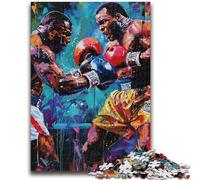 Puzzles pour Adolescents 1000 pièces Boxer Anti-Stress Staycation Kill Time avec Affiche et fiche de Questions Assorties 26x38cm