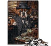 Puzzles pour Adolescents 1000 pièces Boxer Chien Buvant Jouets éducatifs Jeux de Famille Cadeau d'anniversaire, Cadeaux 50x75cm
