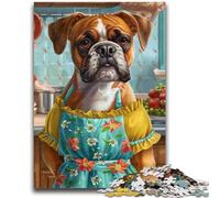 Puzzles pour Adolescents 1000 pièces Boxer Dog in The Kitchen Jouet éducatif Anti-Stress Interaction Parent-Enfant pour et 14 Ans 50x75cm
