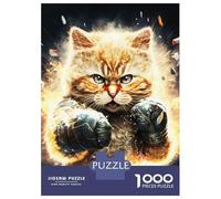 Puzzles pour Adolescents 1000 Pièces Boxing Cat Puzzle Jeu Manuel pour S'amuser en Famille Cadeaux Uniques pour Anniversaire Et Noël 38x26cm/1000pcs