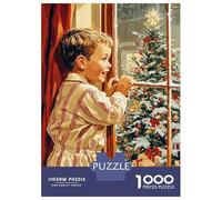 Puzzles pour Adolescents 1000 Pièces Boy Gazing at Christmas Tree Puzzles pour Adultes Jeux Relaxants pour Toute La Famille Cadeaux Amusants pour Les Amis Et La Famille 70x50cm/1000pcs