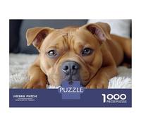 Puzzles pour Adolescents 1000 Pièces Brown Dog Portrait on White Blanket Puzzles pour Adultes Vacances À La Maison Passer Le Temps Interaction Parent-Enfant Jouet Jeu Intellectuel 38x26cm/1000pcs