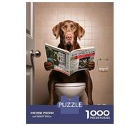 Puzzles pour Adolescents 1000 Pièces Brown Labrador on Toilet Puzzles pour Adultes - Décoration Murale - Jeu D'analyse Et De Logique - Cadeau Stimulant 38x26cm/1000pcs