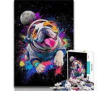 Puzzles pour Adolescents 1000 pièces Bulldog Astronaute, Aide Le Cerveau à exercer des Jouets addictifs pour cultiver la Patience Décoration Parfaite 38x52cm