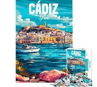Puzzles pour Adolescents 1000 pièces Cadix Espagne Un défi éducatif mais Aussi Un Jeu Amusant et Humoristique pour se détendre à partir de 14 Ans Jeu de Puzzle Offert (38x26cm)