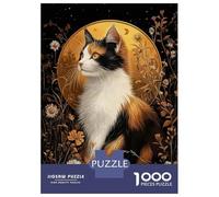 Puzzles pour Adolescents 1000 Pièces Calico Cat in Floral Golden Aura Puzzles pour Adolescents, Jouet, Décoration Murale, Jeu De Course De Vitesse, Cadeau Stimulant 38x26cm/1000pcs