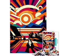 Puzzles pour Adolescents 1000 pièces Camping Coucher de Soleil WPAP Popart Jeux relaxants Jeu intellectuel Activités familiales (Dimensions 38x26cm)