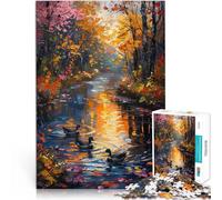 Puzzles pour Adolescents 1000 pièces Canards dans la rivière Floral Analyse et logique Cadeau d'anniversaire, Cadeaux, décoration Murale 38x26cm