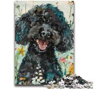 Puzzles pour Adolescents 1000 pièces Caniche Aquarelle Anti-Stress Staycation Kill Time avec Affiche et fiche de Questions Assorties 26x38cm