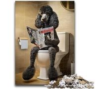 Puzzles pour Adolescents 1000 pièces Caniche Noir aux Toilettes 1000 pièces pour Adultes, défi d'intelligence cérébrale, Jouets addictifs pour la décoration de la Maison (26x38cm)