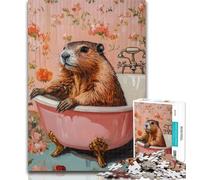 Puzzles pour Adolescents 1000 pièces Capybara dans la Salle de Bain 1000 pièces pour Adultes, Jeux Amusants en Famille, idéal comme Cadeau pour Toute la Famille 26x38cm