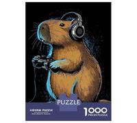Puzzles pour Adolescents 1000 Pièces Capybara Gamer with Headphones Puzzle Jeu Familial Décoration Parfaite Cadeaux Uniques pour Anniversaire Et Noël 38x26cm/1000pcs