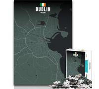 Puzzles pour Adolescents, 1000 pièces, Carte de Dublin, Irlande, décoration Murale Artistique, idée Cadeau d'anniversaire pour Amis, Bureau à Domicile (38x26cm)