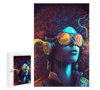 Puzzles pour Adolescents 1000 Pièces Casque Fluo Vibrant Œuvre d'Art Puzzle Anti-stress, Décoration Parfaite Activités Amusantes pour la Maison, 1000 Pièces