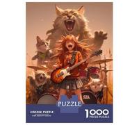 Puzzles pour Adolescents 1000 Pièces Cat Band Rock Puzzles pour Adultes Jeu De Réflexion pour Améliorer La Mémoire Activités Amusantes À La Maison 38x26cm/1000pcs