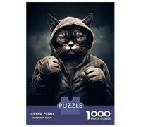 Puzzles pour Adolescents 1000 Pièces Cat Boxer Portrait Puzzle pour Adultes Jeux Amusants Une Œuvre d'art Interaction Parent-Enfant 38x26cm/1000pcs