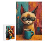 Puzzles pour adolescents 1000 pièces Cat Morning Coffee Puzzles pour Adultes Jouets Décoration murale Vacances à la maison Réduction du stress Cadeaux 1000 pièces
