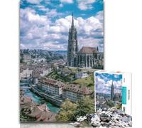 Puzzles pour Adolescents 1000 pièces Cathédrale de Berne Suisse 1000 pièces pour Adolescents, Staycation Kill Time avec des pièces entièrement emboîtables de Formes aléatoires 26x38cm
