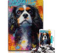 Puzzles pour Adolescents 1000 pièces Cavalier King Charles Spaniel Jeu Familial Anti-Stress défi Difficile adapté aux Couples 75x50cm