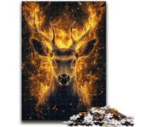 Puzzles pour Adolescents 1000 pièces Cerf Flamme pour Jeu éducatif Défi Jouet Offrez des Cadeaux pour Toute la Famille 26x38cm