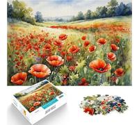 Puzzles pour Adolescents 1000 pièces Champ de Coquelicots Rouges Défi Difficile pour soulager Le Stress Une œuvre d'art 38x26cm