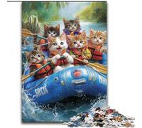 Puzzles pour Adolescents 1000 pièces, Chat à la dérive, Analyse et logique, avec pièces de Formes aléatoires entièrement emboîtables, à partir de 14 Ans (Taille 26x38cm)