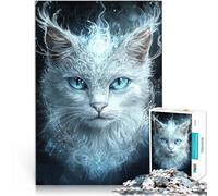 Puzzles pour Adolescents 1000 pièces Chat Blanc Magique Jouet éducatif intellectuel décompressant Jeu de défi Unique 75x50cm
