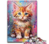 Puzzles pour Adolescents 1000 pièces Chat coloré avec Fleur 1000 pièces pour Adultes, défi d'intelligence cérébrale, Jouets addictifs pour la décoration de la Maison (75x50cm)