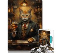 Puzzles pour Adolescents 1000 pièces Chat dans Le Bar, Aide Le Cerveau à exercer des Jouets addictifs pour cultiver la Patience Décoration Parfaite 38x26cm