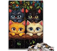 Puzzles pour Adolescents 1000 pièces Chat dans Un Trou d'arbre Soulagement du Stress Défi Difficile À Offrir en Cadeau pour Toute la Famille 26x38cm