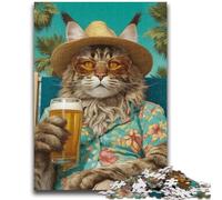 Puzzles pour Adolescents 1000 pièces Chat en Vacances pour et à partir de 14 Ans Jouets de Jeu Car C'est idéal comme Cadeau pour Toute la Famille 38x26cm