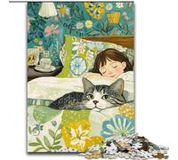 Puzzles pour Adolescents 1000 pièces, Chat endormi, Analyse et logique, avec pièces de Formes aléatoires entièrement emboîtables, à partir de 14 Ans (Taille 26x38cm)