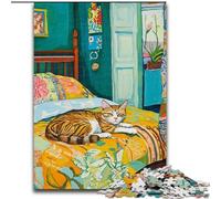 Puzzles pour Adolescents 1000 pièces Chat endormi, Jeux éducatifs pour la décoration de la Maison, idéal comme Cadeau pour Toute la Famille (Taille 50x75cm)