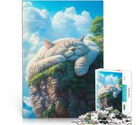 Puzzles pour Adolescents 1000 pièces Chat endormi sur Une Falaise Jouets de Jeu stimulants Cadeau pour Les Anniversaires 52x38cm