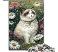 Puzzles pour Adolescents 1000 pièces Chat et Fleurs, pour stimuler Le Cerveau, Jouets addictifs pour cultiver la Patience, décoration Parfaite (Taille 26x38cm)