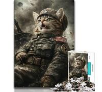 Puzzles pour Adolescents 1000 pièces Chat Guerrier, Anti-Stress, défi Difficile, Chaque pièce est Unique - Jeu Familial Stimulant et Amusant (38x26cm)