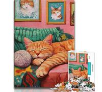 Puzzles pour Adolescents 1000 pièces Chat Jouant avec Une pelote de Laine 1000 pièces pour Adolescents pour Un Jeu Stimulant et Un Jeu en Famille 75x50cm