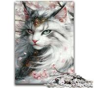 Puzzles pour Adolescents 1000 pièces Chat Ninja Japonais Jeu éducatif Familial Décoration Murale Cadeaux d'anniversaire et de Noël Uniques 26x38cm