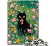 Puzzles pour Adolescents 1000 pièces Chat Noir Abstrait Artistique Aidez Le Cerveau à exercer des Jouets addictifs pour cultiver la Patience Collection d'artistes, Beaux-Arts 50x75cm