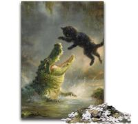 Puzzles pour Adolescents 1000 pièces Chat Noir Crocodile 1000 pièces pour Adultes, défi d'intelligence cérébrale, Jouets addictifs pour la décoration de la Maison (75x50cm)
