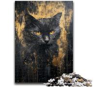 Puzzles pour Adolescents 1000 pièces Chat Noir et Blanc Jouets éducatifs Jeux Anti-Stress Décoration d'intérieur Unique et Cadeaux 26x38cm