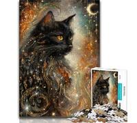 Puzzles pour Adolescents 1000 pièces Chat Noir Fantastique, Jeux Amusants en Famille, activités Amusantes à la Maison, Cadeau d'anniversaire, Cadeaux de Voyage (75x50cm)