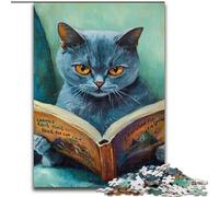Puzzles pour Adolescents 1000 pièces Chat Noir lisant, Jeu intellectuel pour renforcer l'amour Entre Couples à partir de 14 Ans (Taille 26x38cm)