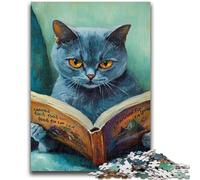 Puzzles pour Adolescents 1000 pièces Chat Noir lisant Jeux d'activités familiales stimulants Jouet à Faire soi-même pour décoration Murale de la Maison Cadeaux 26x38cm