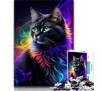 Puzzles pour Adolescents 1000 pièces Chat Noir Mystique 1000 pièces pour Adultes, défi Difficile à Offrir en Cadeau à Toute la Famille (Taille 38x26cm)